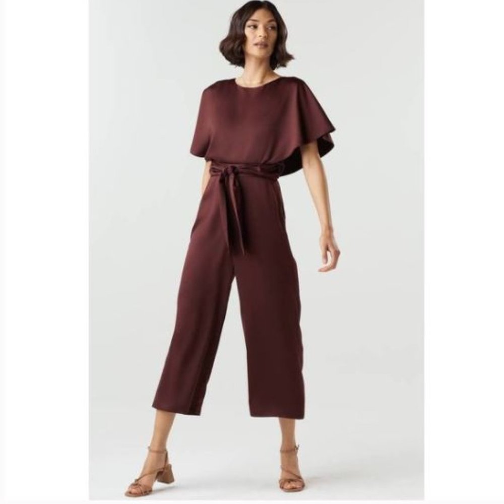VETTA CAPSULE Satin Cape 2-Piece Jumpsuit 6 NWOT